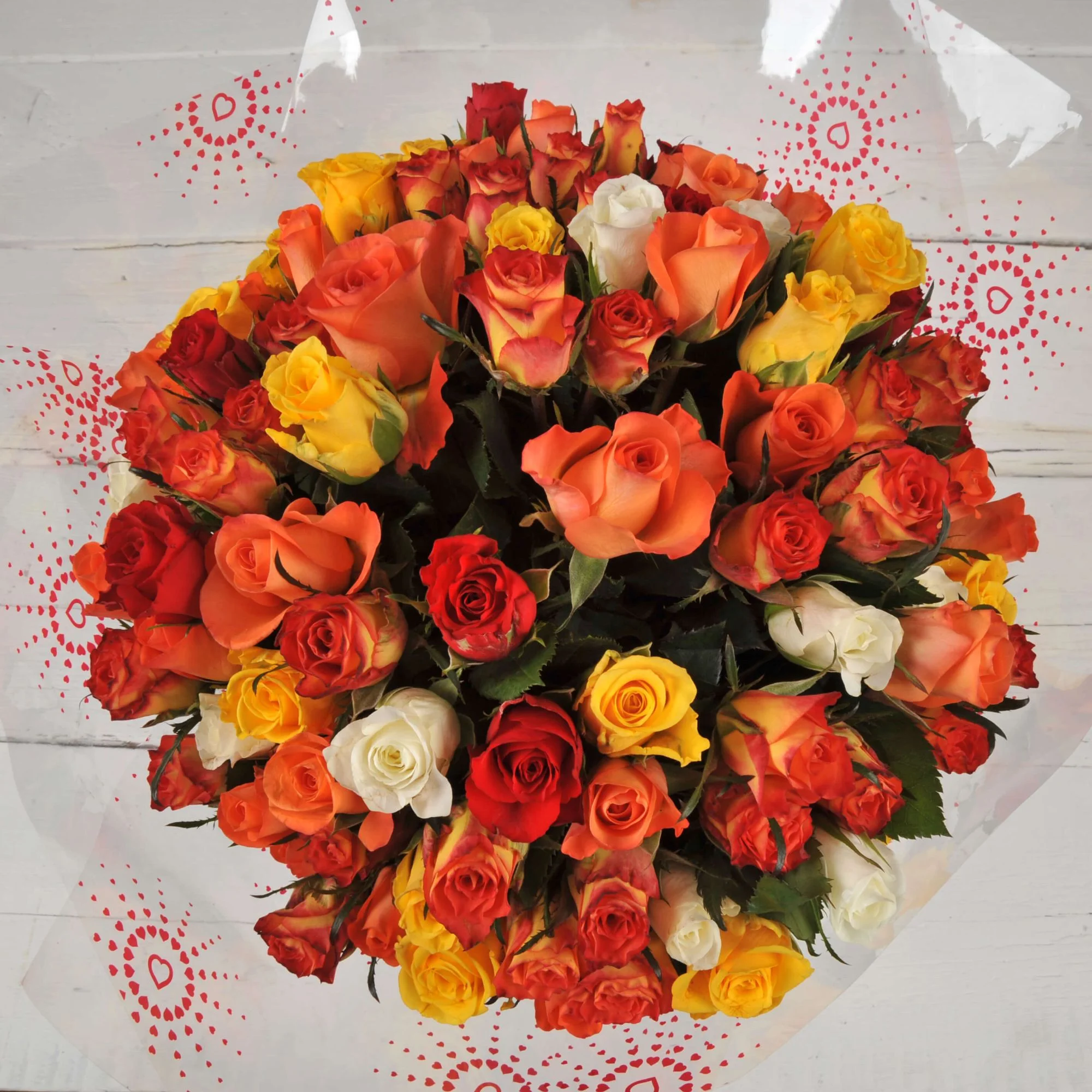 Alternative view of 100 Fresh Yellow Red and Orange Fresh Roses