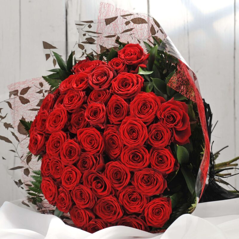 Buy 50 Shades of Red Roses Bouquet | Homeland Florists