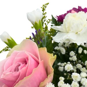Close up rose bright mixed fresh flower bouquet arrangement