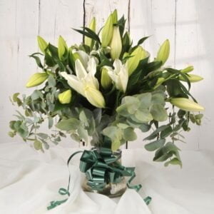 All White Oriental Lily Bouquet