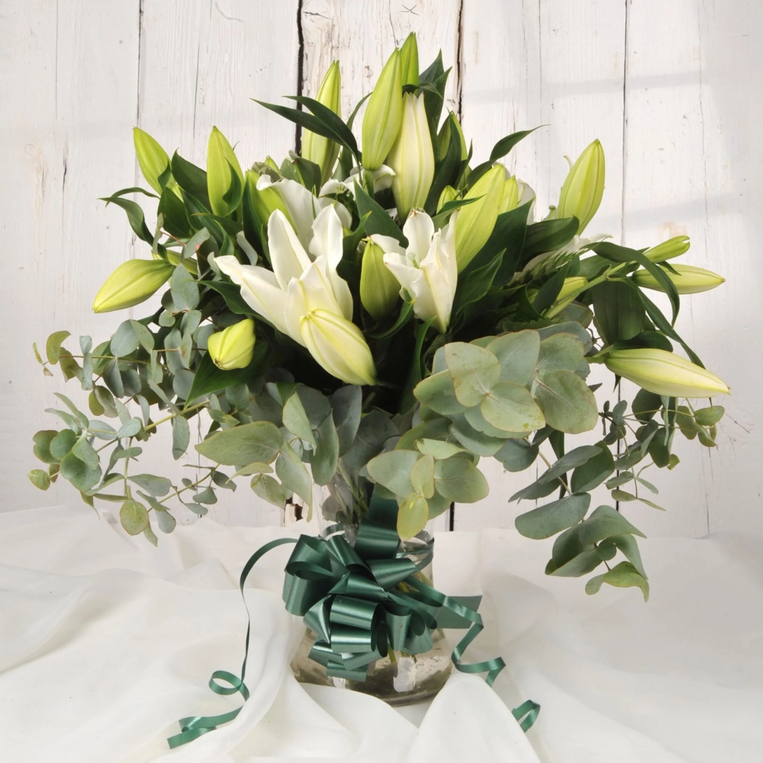 Alternative view of All White Oriental Lily Bouquet
