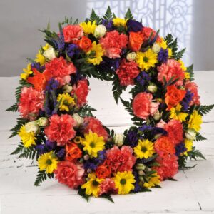 Colourful-Open-Round-Funeral-Wreath