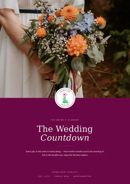The Wedding Countdown - free wedding planning checklist from Homeland Florists