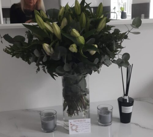 All White Oriental Lily Bouquet photo review