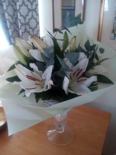 All White Oriental Lily Bouquet photo review