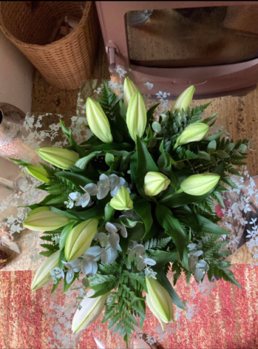 All White Oriental Lily Bouquet photo review