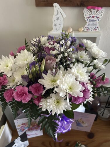Purple and White Flower Bouquet photo review